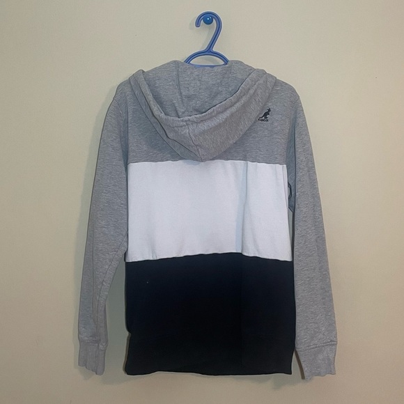 Kangol 3 Toned Striped Hoodie Collar Zipper Front/Back Logo | BLACK/WHITE/GRAY - Picture 5 of 10